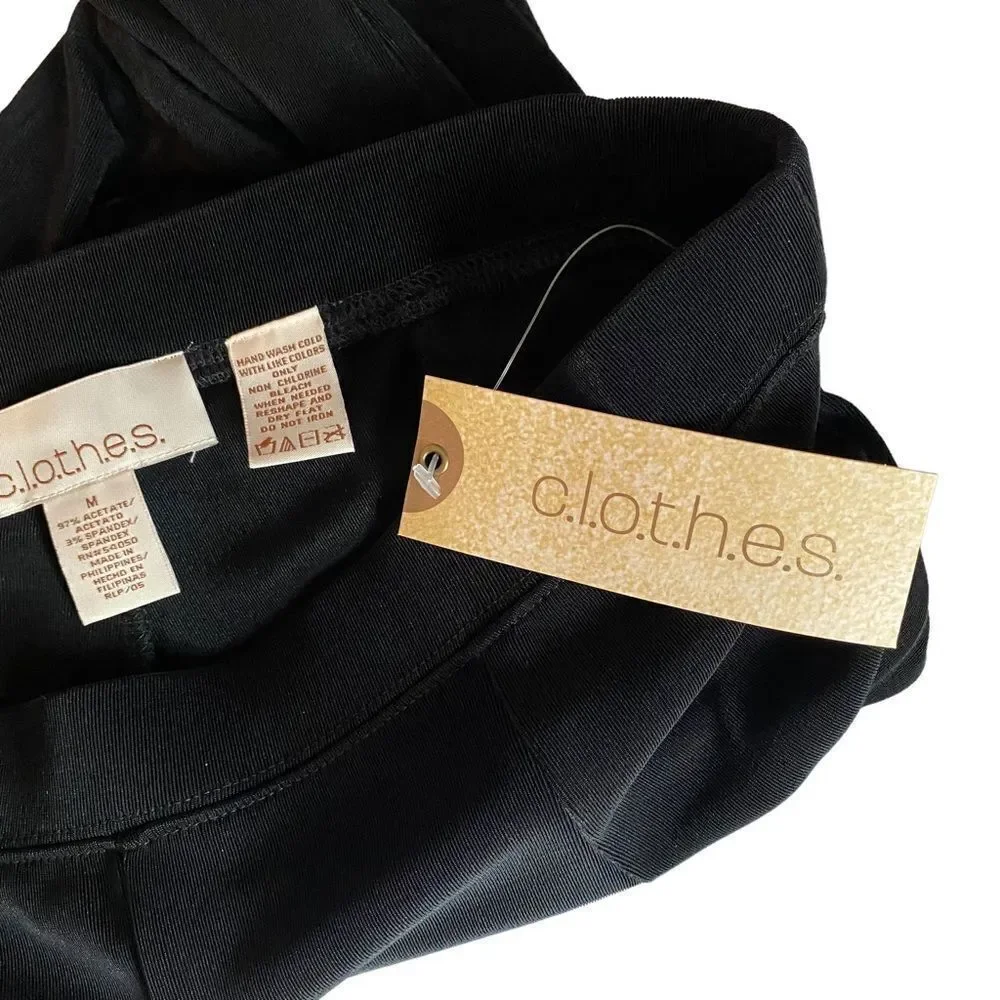 New c.l.o.t.h.e.s. Black Straight‎ Leg Slinky Stretchy Size Medium Long Pants